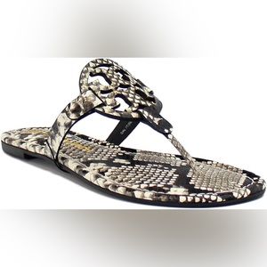 Tory Burch Miller Stamped Snakeskin Leather Sandals - Size 10